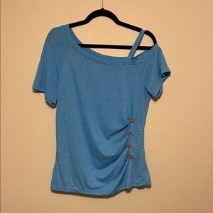 Blue Women's Top with Button Detail